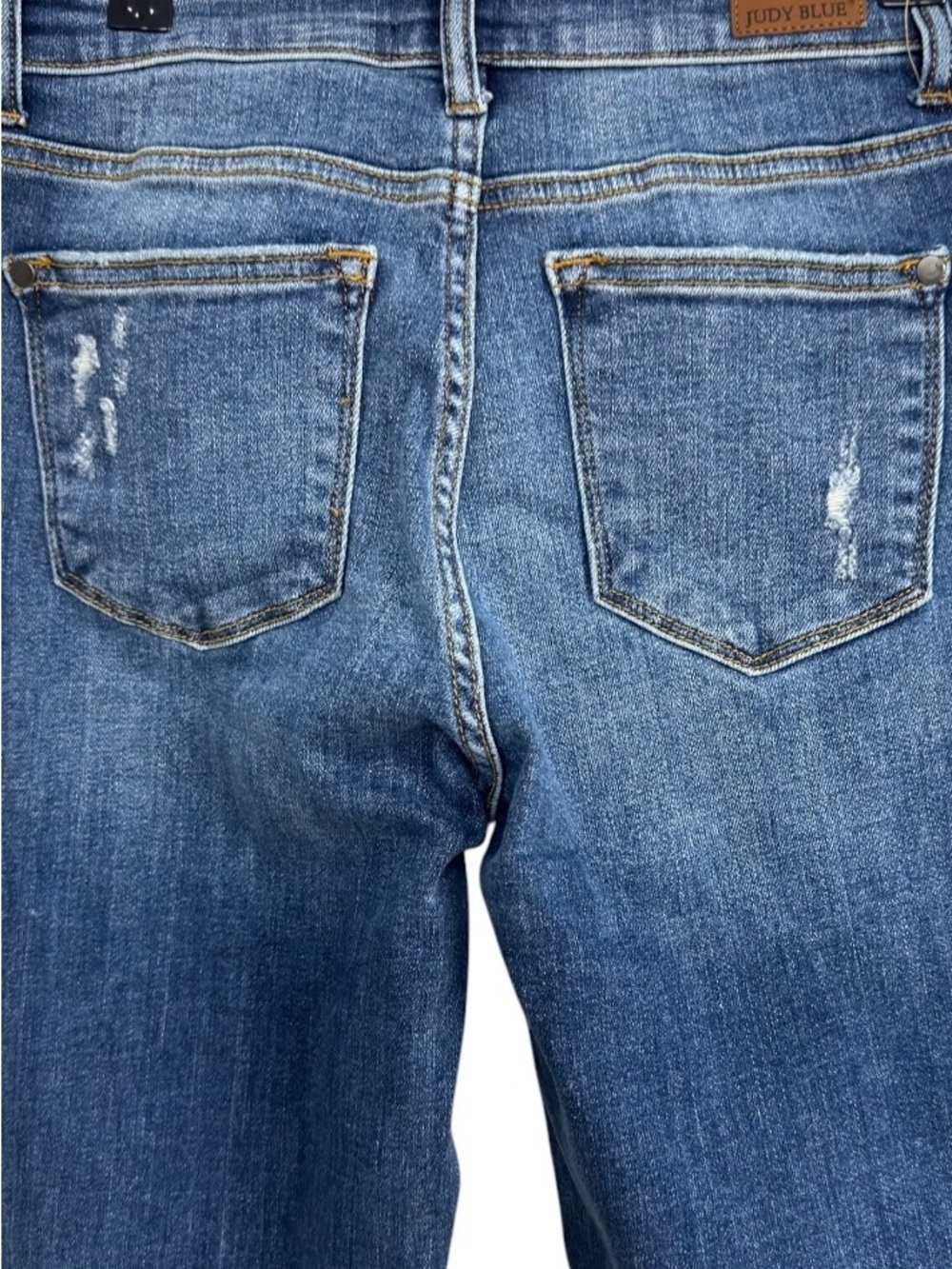 Judy Blue Distressed Slim Straight Jeans Women’s Size 5/ 27 Mid Rise Denim - Picture 6 of 10